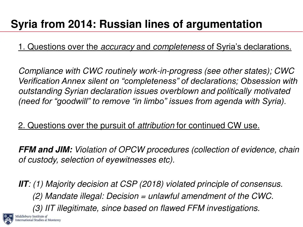 syria from 2014 russian lines of argumentation