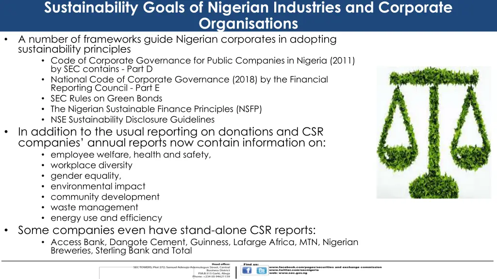 sustainability goals of nigerian industries