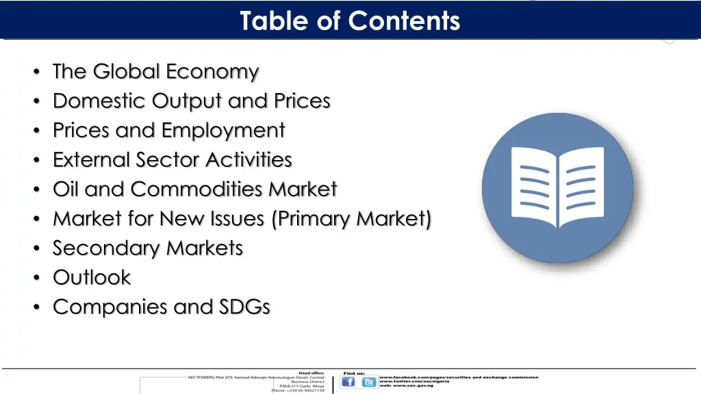 table of contents