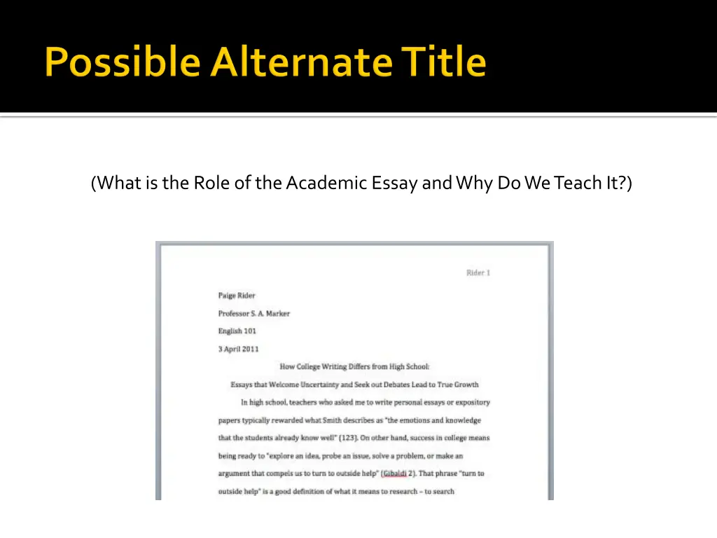 what is the role of the academic essay