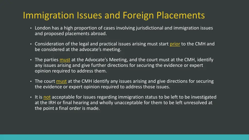 immigration issues and foreign placements