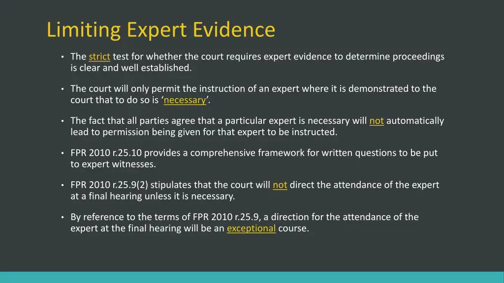 limiting expert evidence