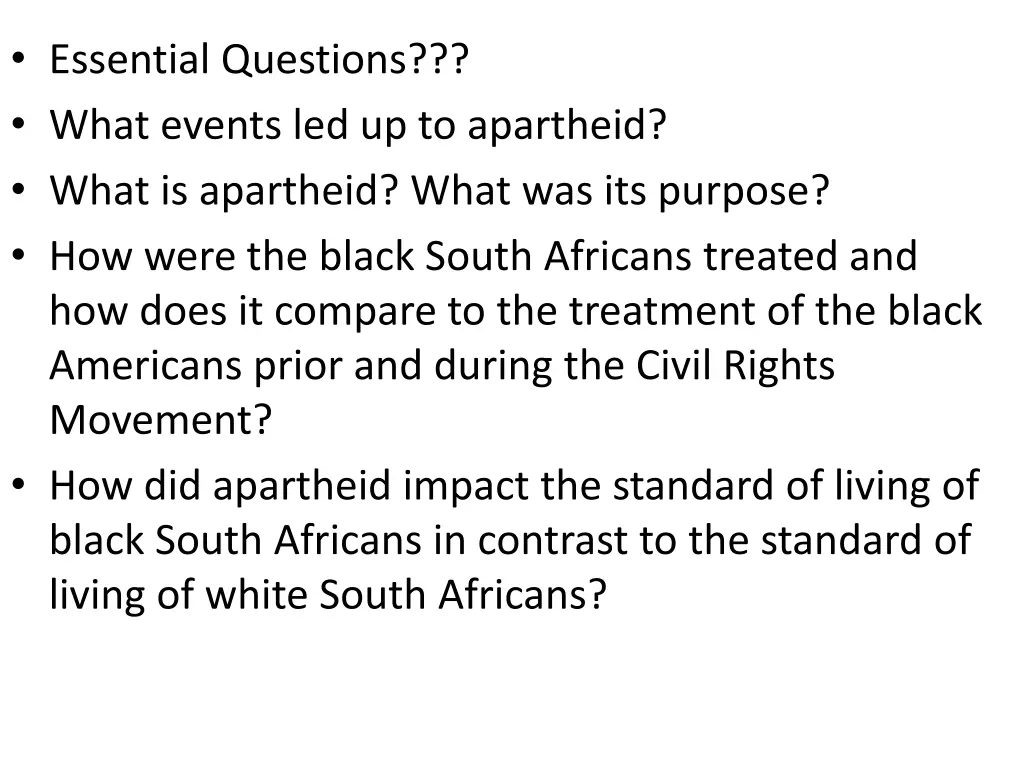 essential questions what events