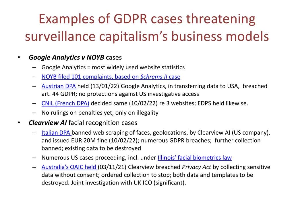 examples of gdpr cases threatening surveillance