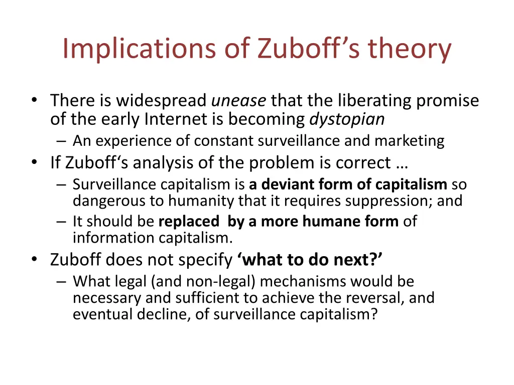 implications of zuboff s theory