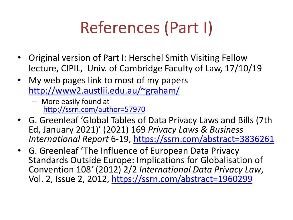 references part i