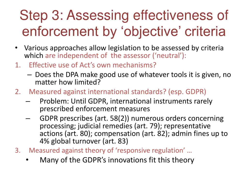 step 3 assessing effectiveness of enforcement