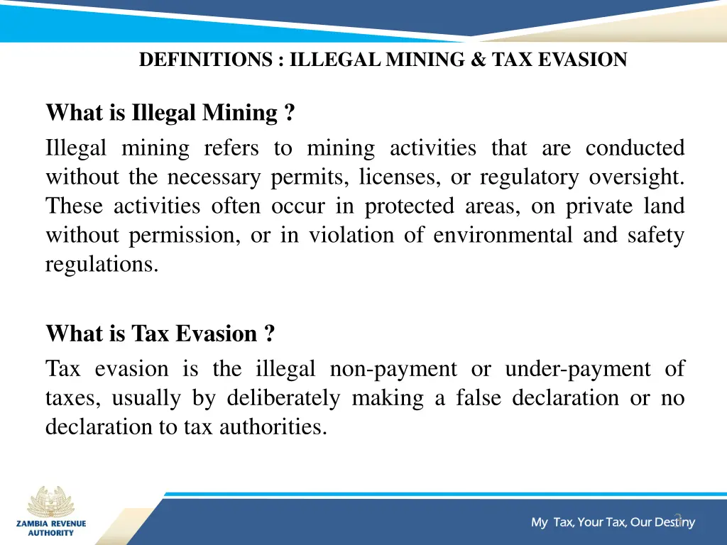 definitions illegal mining tax evasion