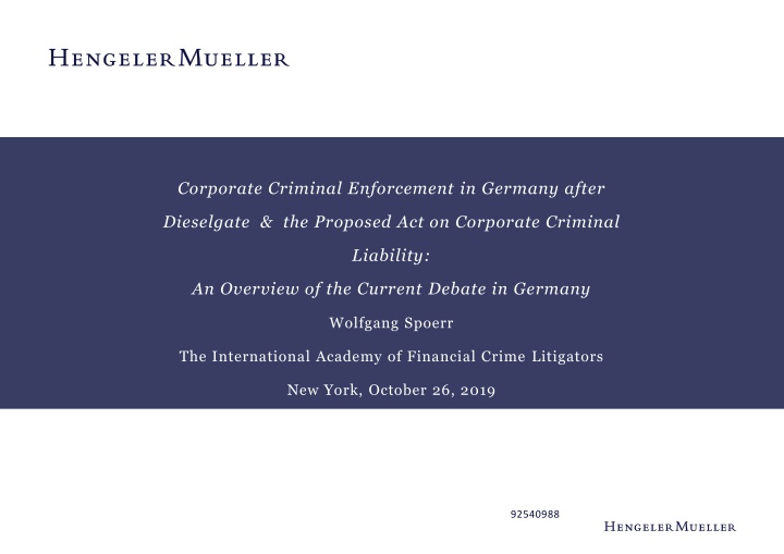 corporate criminal enforcement in germany after