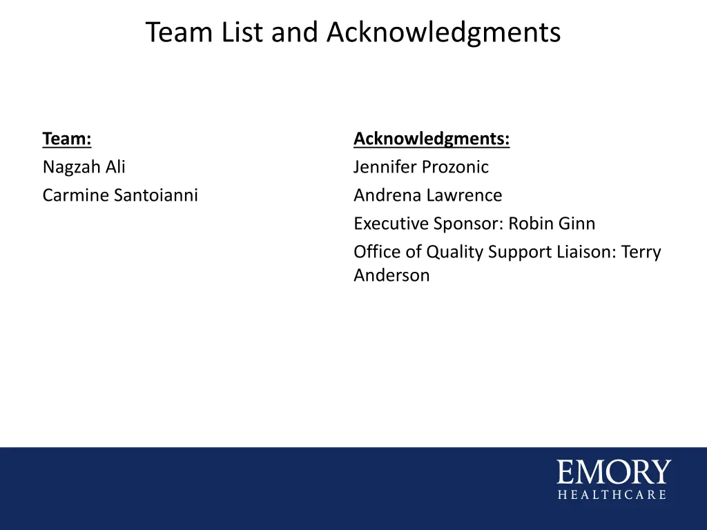team list and acknowledgments