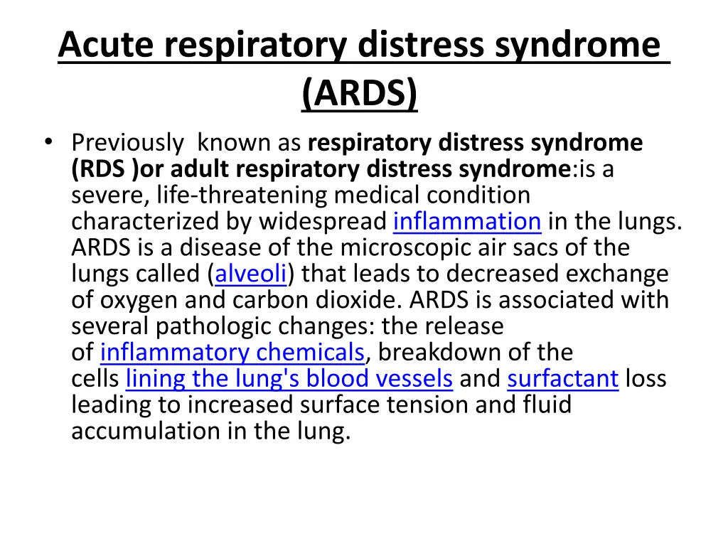 acute respiratory distress syndrome ards