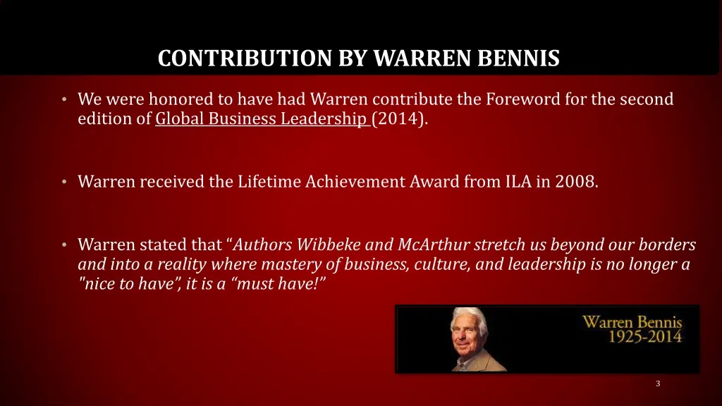 a moment for warren bennis contribution by warren