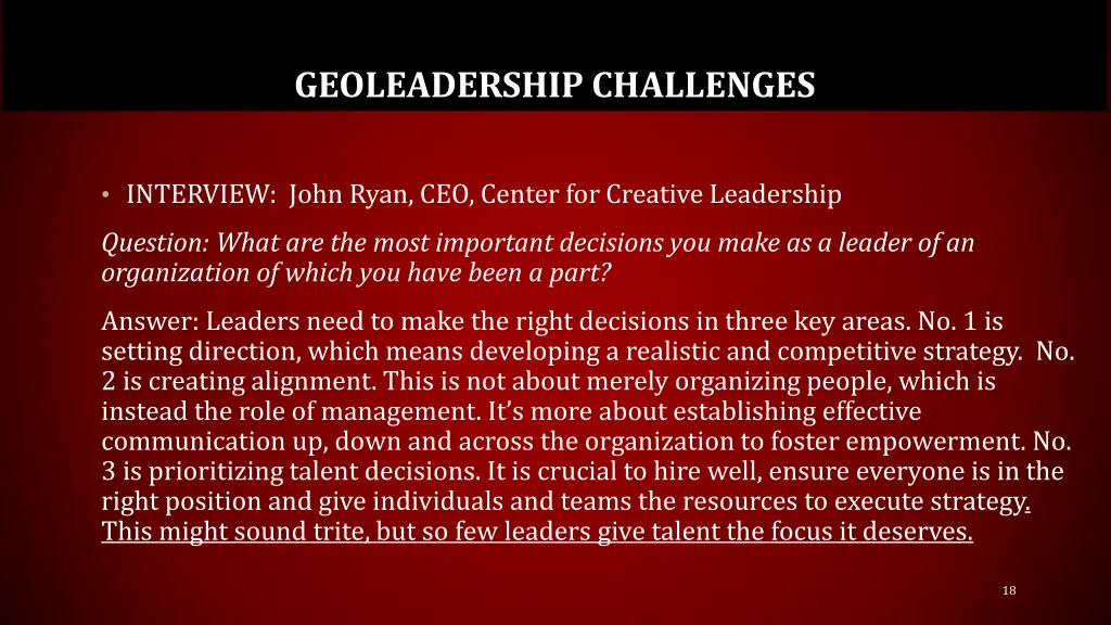 geoleadership challenges