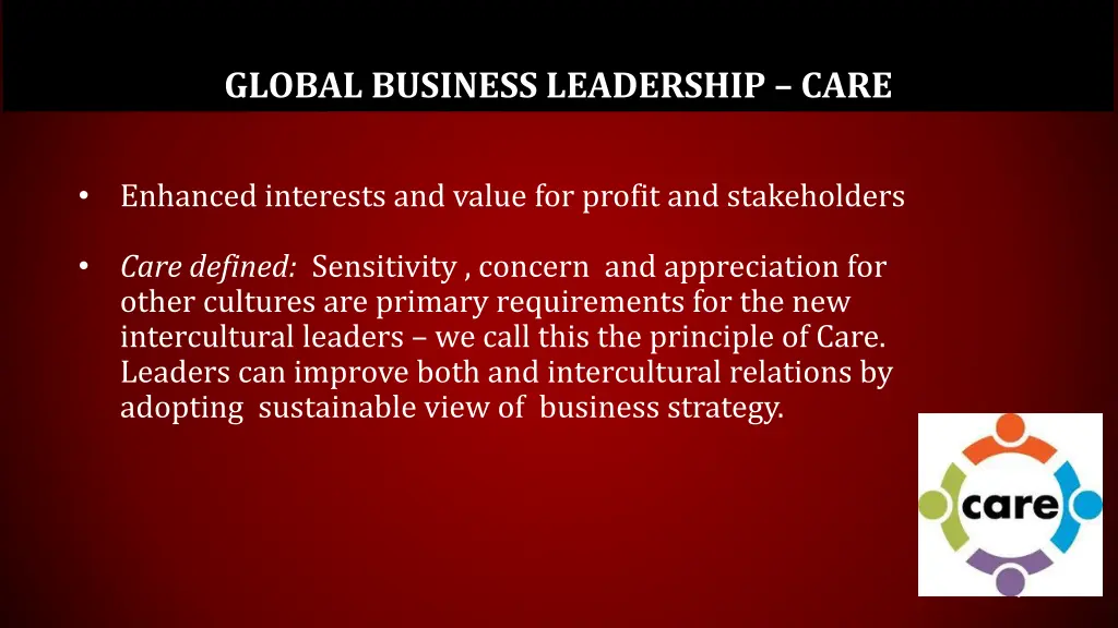 global business leadership care