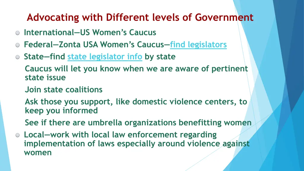 advocating with different levels of government