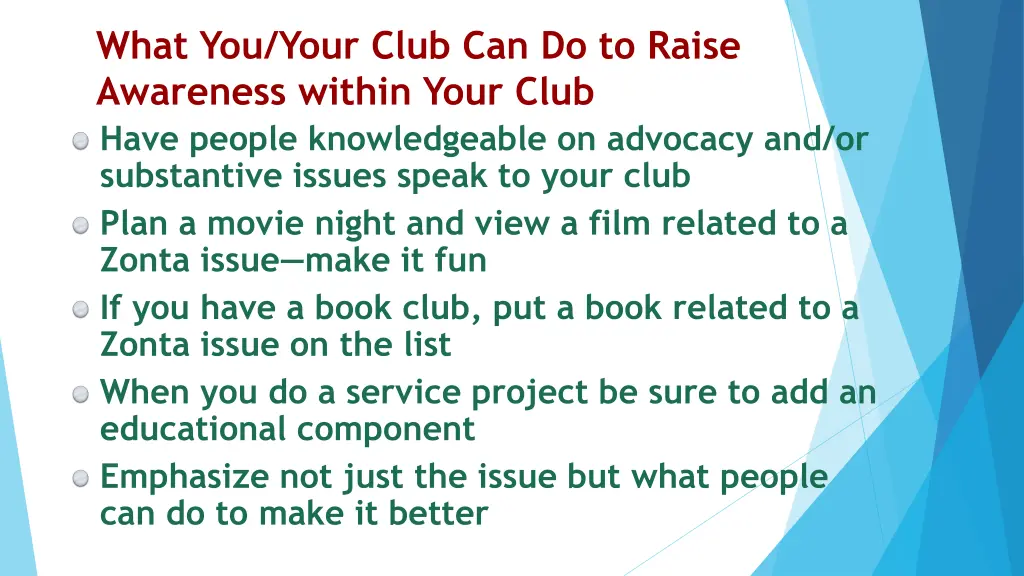what you your club can do to raise awareness
