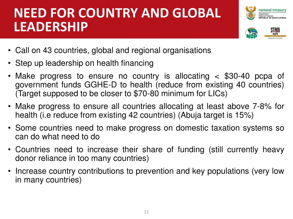 need for country and global leadership