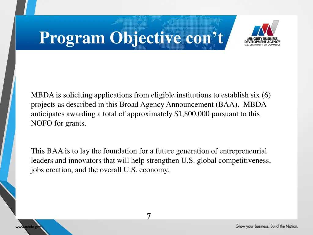 program objective con t