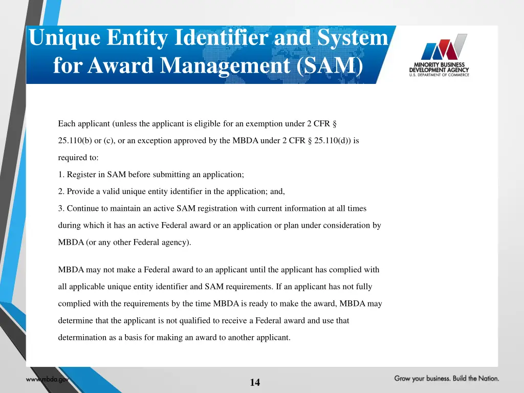 unique entity identifier and system for award