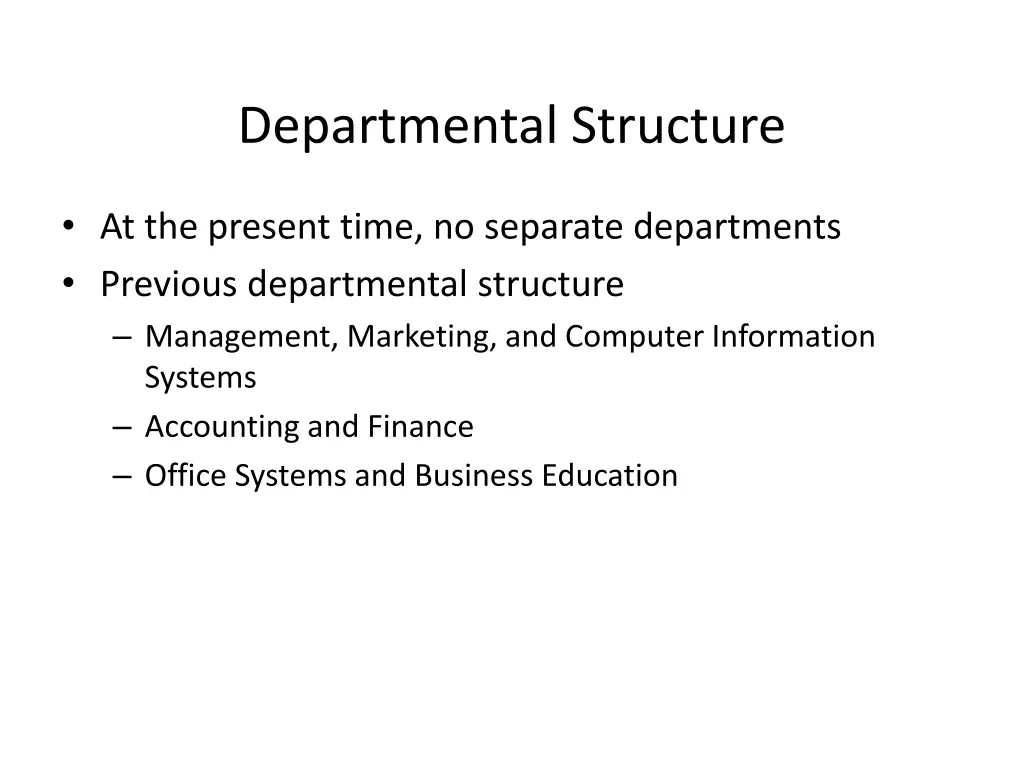 departmental structure