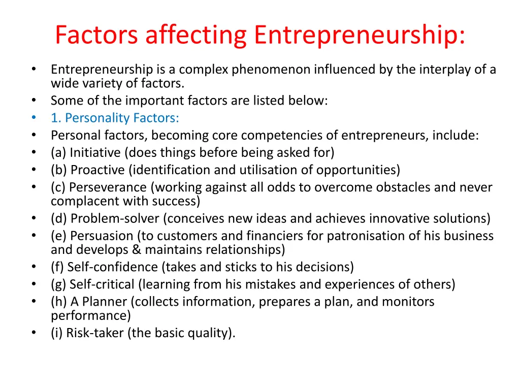 factors affecting entrepreneurship
