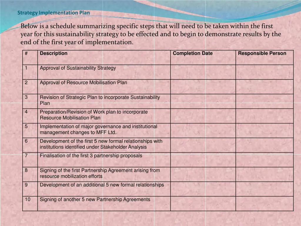 strategy implementation plan