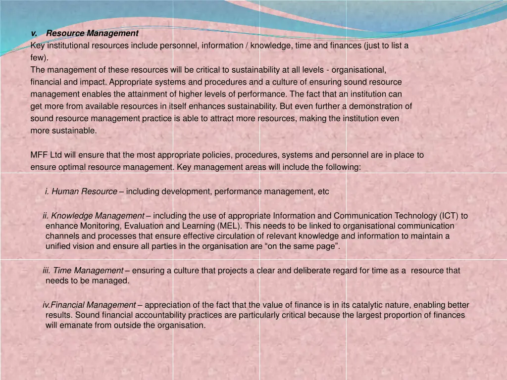 v resource management key institutional resources