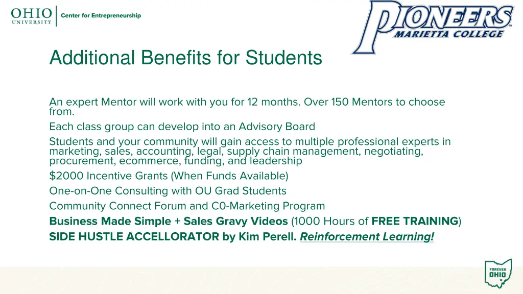 additional benefits for students