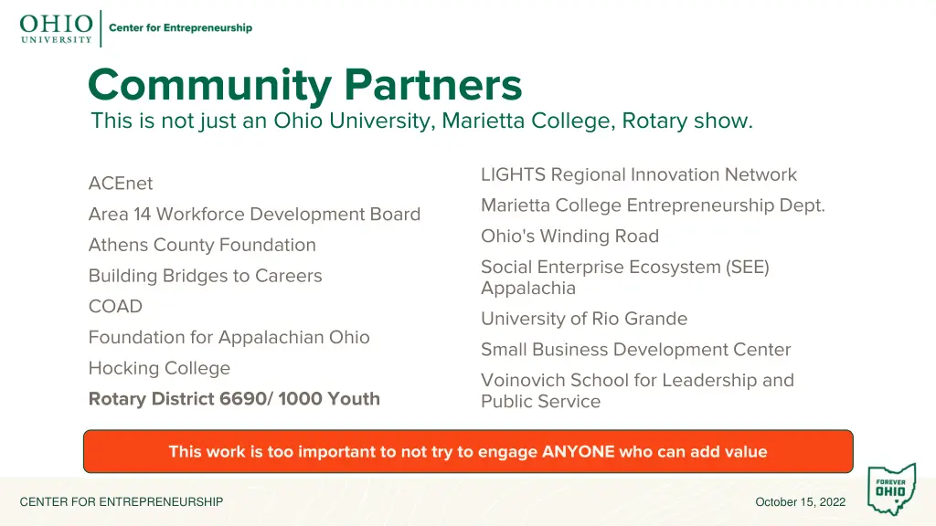 community partners this is not just an ohio