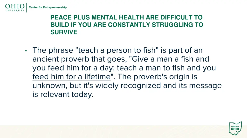 peace plus mental health are difficult to build