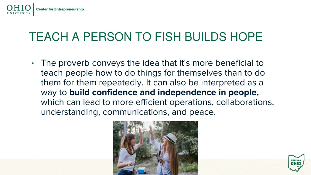 teach a person to fish builds hope