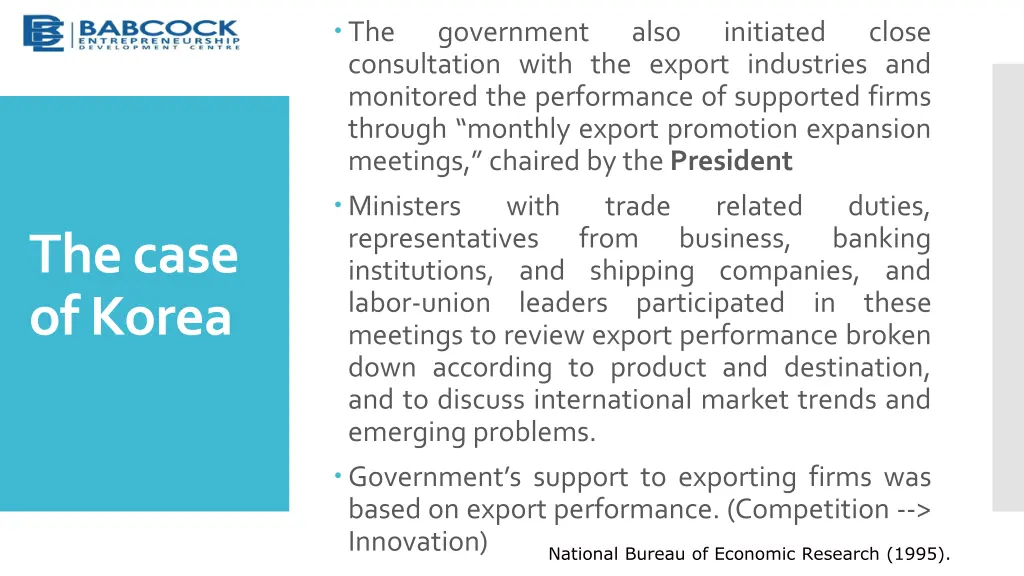the consultation with the export industries