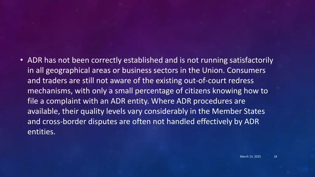 adr has not been correctly established