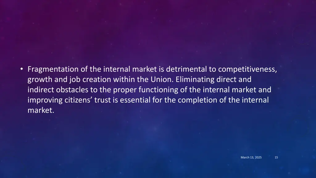 fragmentation of the internal market