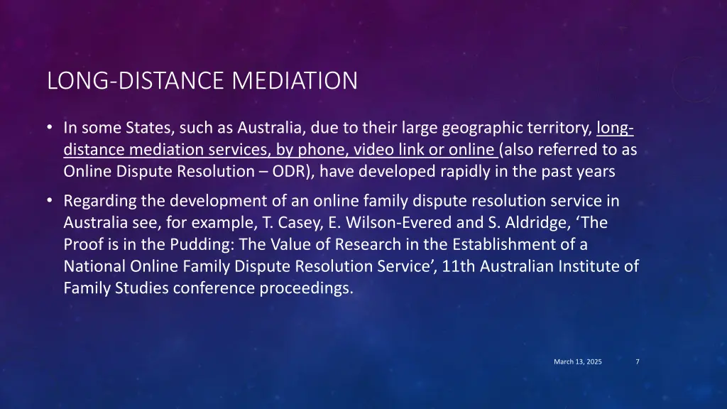 long distance mediation