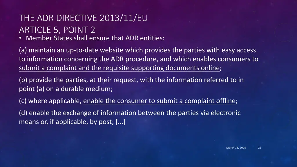 the adr directive 2013 11 eu article 5 point