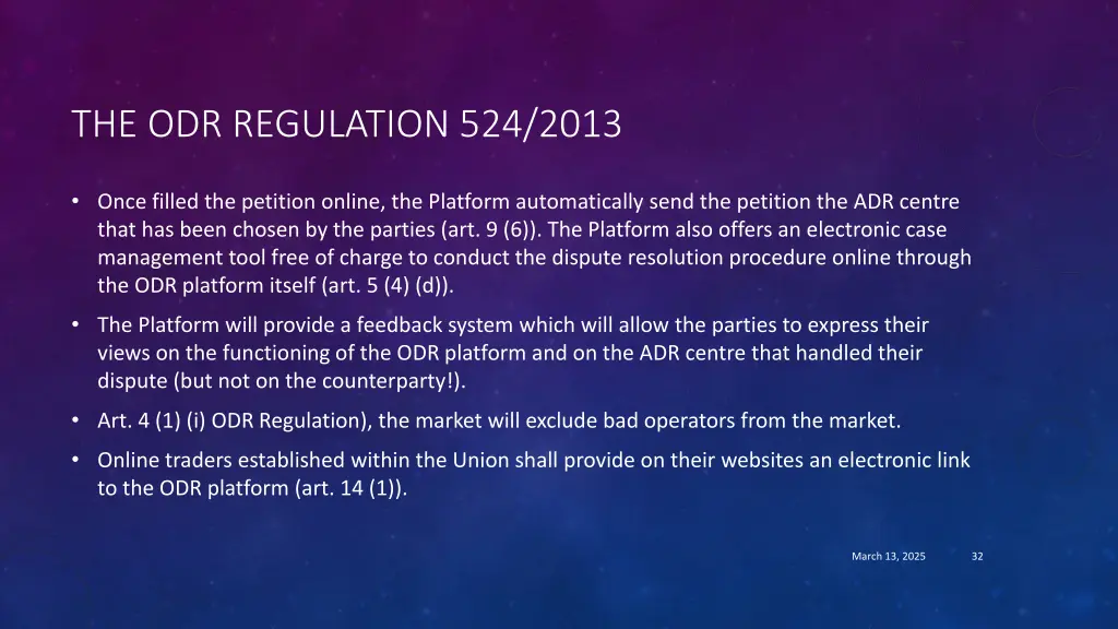 the odr regulation 524 2013 1
