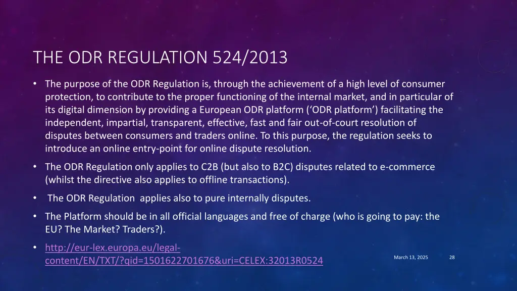 the odr regulation 524 2013