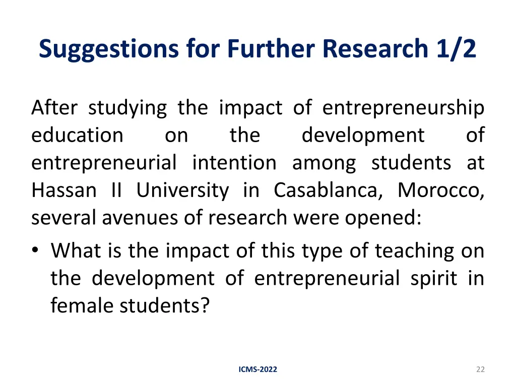 suggestions for further research 1 2