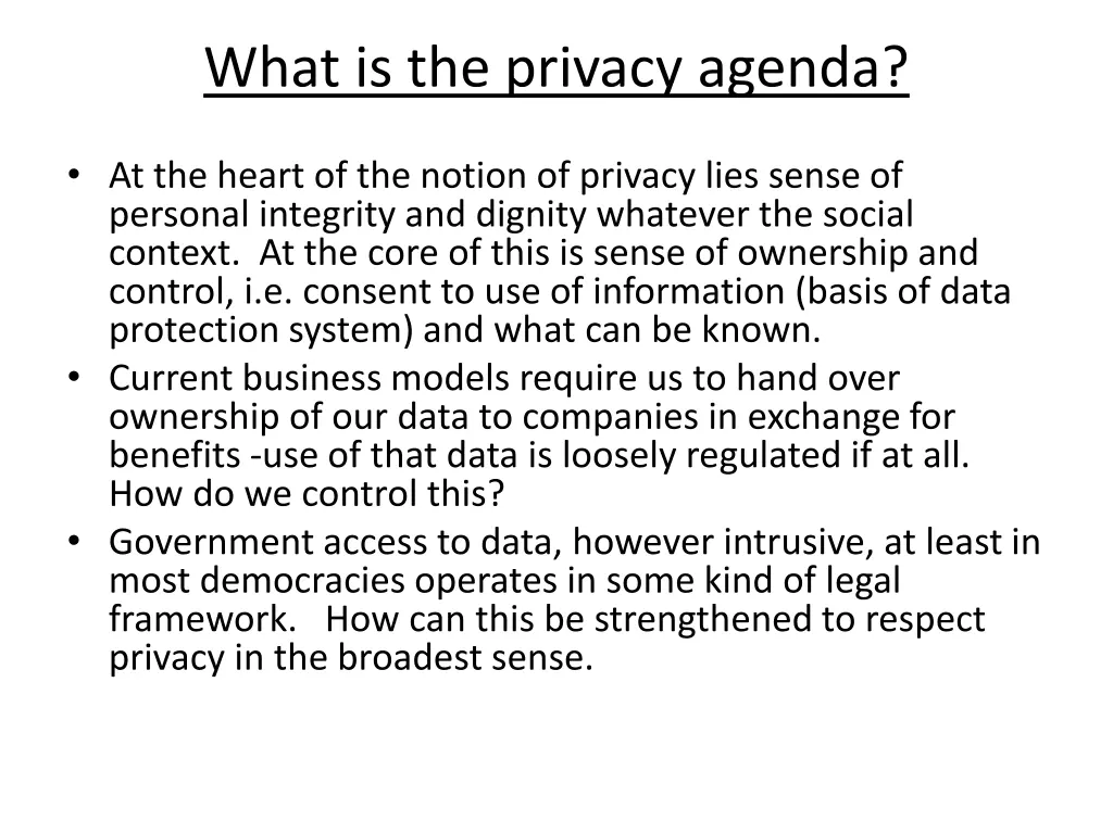 what is the privacy agenda