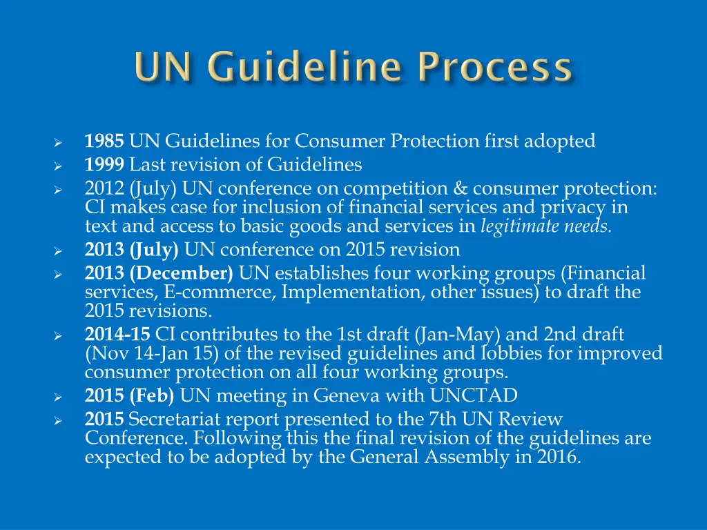 1985 un guidelines for consumer protection first