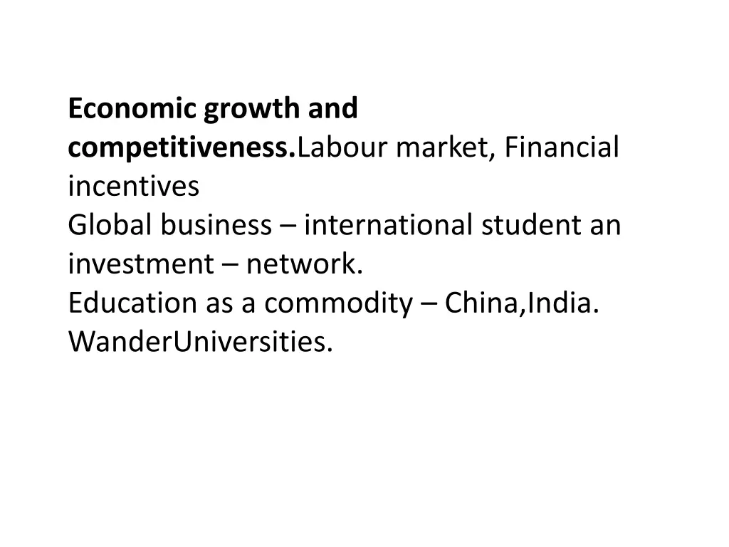 economic growth and competitiveness labour market