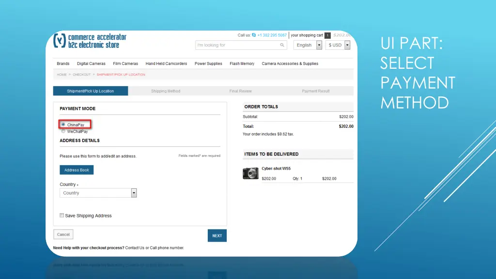 ui part select payment method