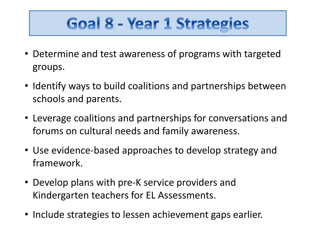 goal 8 year 1 strategies 1