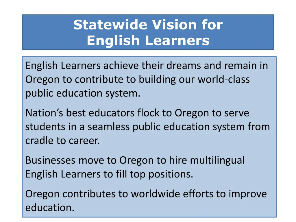 statewide vision for english learners