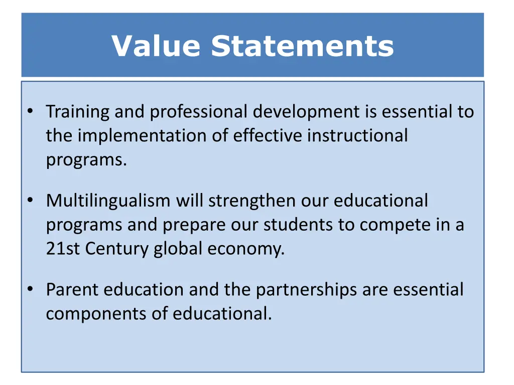 value statements 1