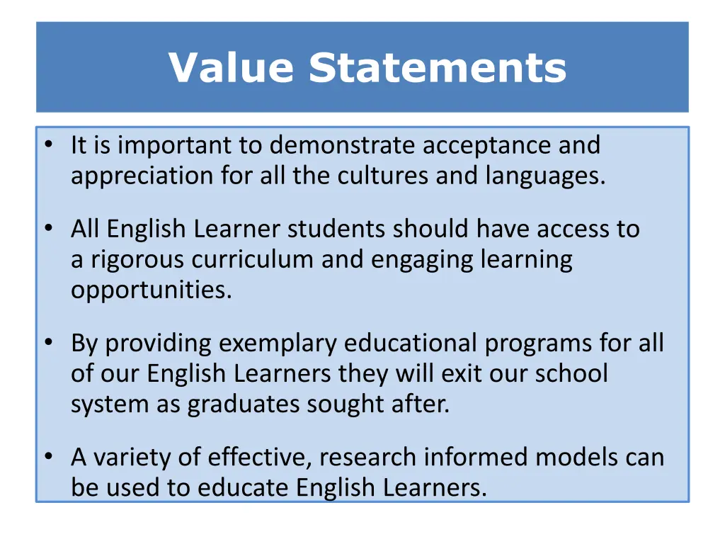 value statements