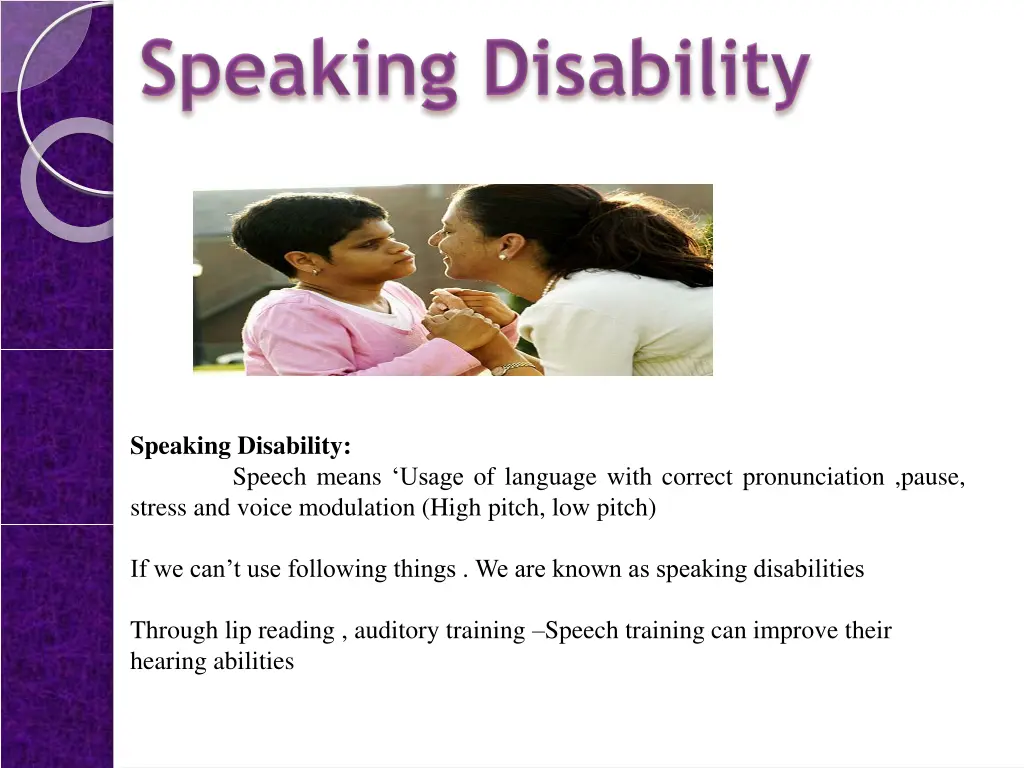 speaking disability speech means usage