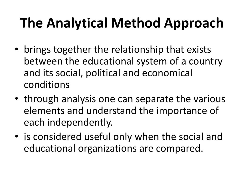 the analytical method approach
