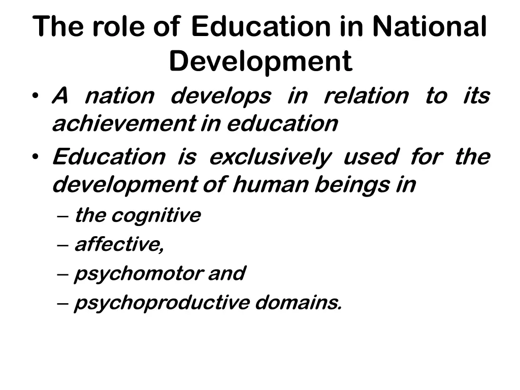 the role of education in national development